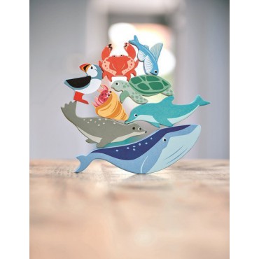 Drewniane figurki do zabawy - zwierzęta morskie Tender Leaf Toys - 1