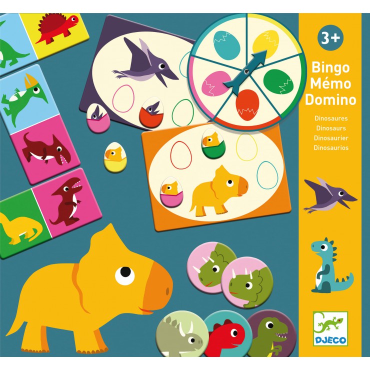 Gry edukacyjne Bingo memo domino Dinozaury Djeco - 1