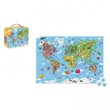Puzzle w walizce Ogromna mapa świata 300 elementów 7+ Janod - 5