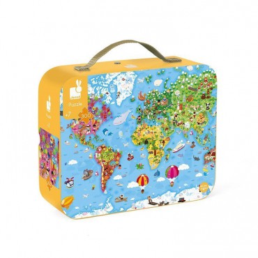 Puzzle w walizce Ogromna mapa świata 300 elementów 7+ Janod - 1