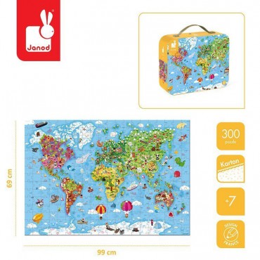 Puzzle w walizce Ogromna mapa świata 300 elementów 7+ Janod - 6