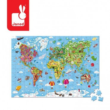 Puzzle w walizce Ogromna mapa świata 300 elementów 7+ Janod - 7