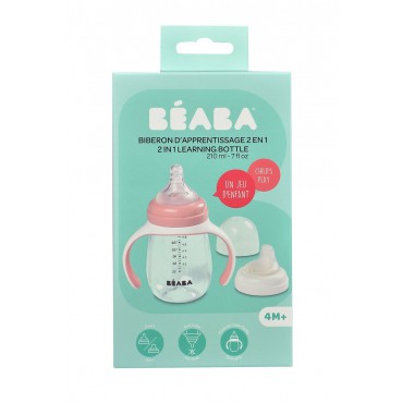 Butelka treningowa 2 w 1 tritanowa 210 ml old pink Beaba - 6