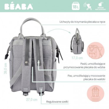 Torba plecak dla mamy Wellington heather grey Beaba - 8