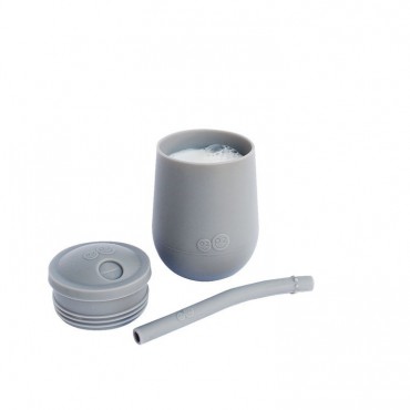 Silikonowy kubeczek ze słomką Mini Cup + Straw Training System 120 ml szary EZPZ