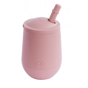 Silikonowy kubeczek ze słomką Mini Cup + Straw Training System 120 ml pastelowy róż EZPZ