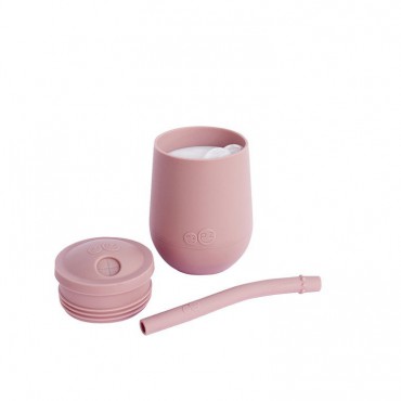 Silikonowy kubeczek ze słomką Mini Cup + Straw Training System 120 ml pastelowy róż EZPZ