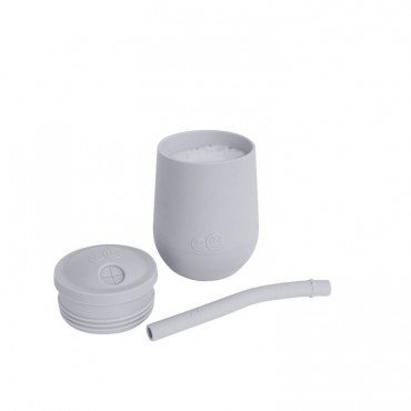 Silikonowy kubeczek ze słomką Mini Cup + Straw Training System 120 ml pastelowa szarość EZPZ
