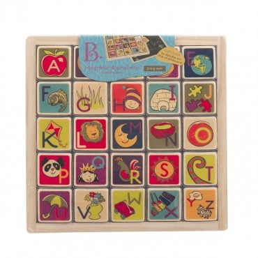 Magnetyczne drewniane puzzle i płytki z literkami Magnetic Alphabetic B. Toys