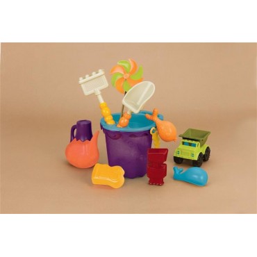 Torba z zestawem akcesoriów do piasku - pomarańczowy Summer Beach Bag B. Toys