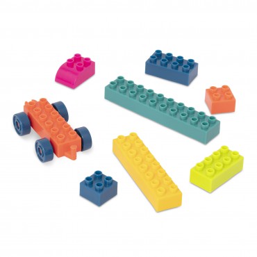 Little BlocWagon – wózek-WAGONIK wypełniony kolorowymi klockami B.Toys - 3
