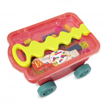 Little BlocWagon – wózek-WAGONIK wypełniony kolorowymi klockami B.Toys - 2
