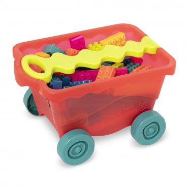 Little BlocWagon – wózek-WAGONIK wypełniony kolorowymi klockami B.Toys - 4