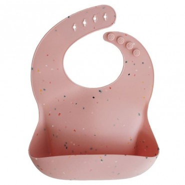 Śliniak silikonowy Powder Pink Confetti Mushie - 1