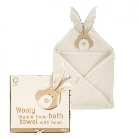 Wooly Organic Classic Bunny Zajączek Organiczny ręcznik kąpielowy z kapturem 75x75cm