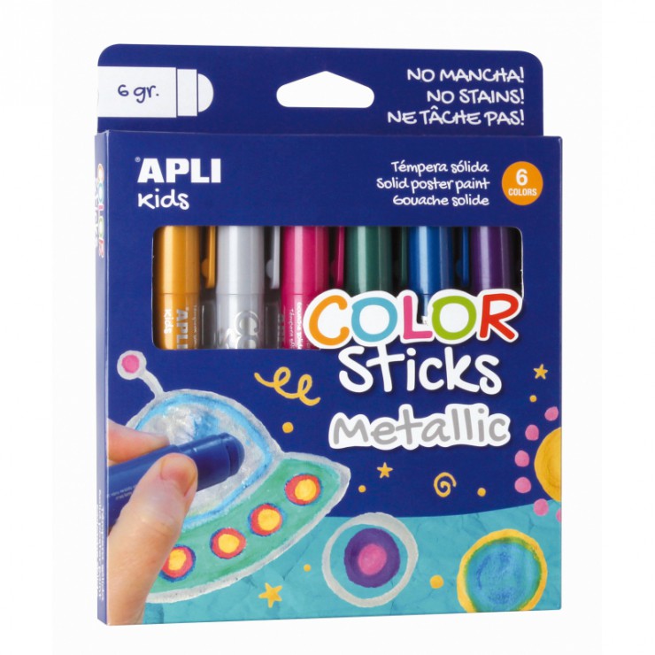 Farby w kredce metaliczne - 6 kolorów Apli Kids - 1