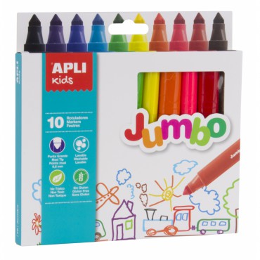 Flamastry Jumbo - 10 kolorów Apli Kids