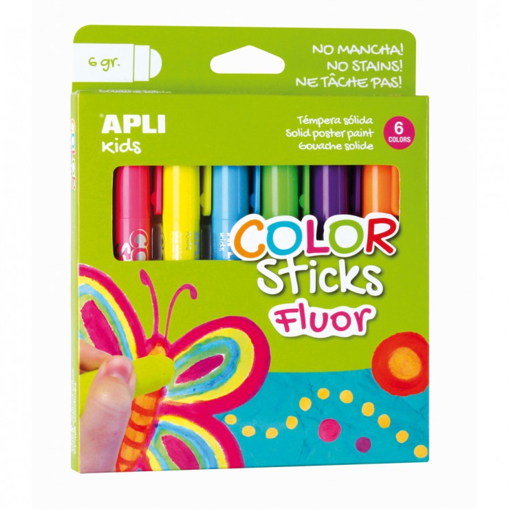 Farby w kredce neonowe - 6 kolorów Apli Kids - 2