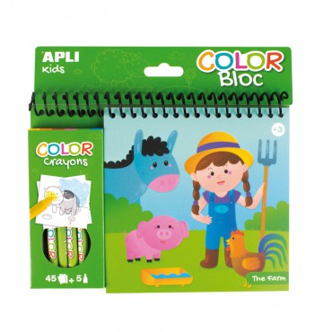 Kolorowanka z kredkami - Farma Apli Kids