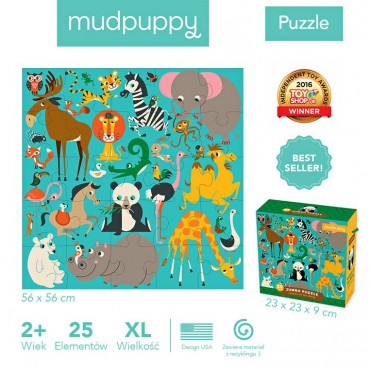 Puzzle podłogowe Jumbo Zwierzęta Świata 25 elementów 2+ Mudpuppy - 4
