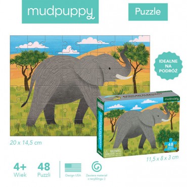 Puzzle mini Słoń afrykański 48 elementów 4+ Mudpuppy