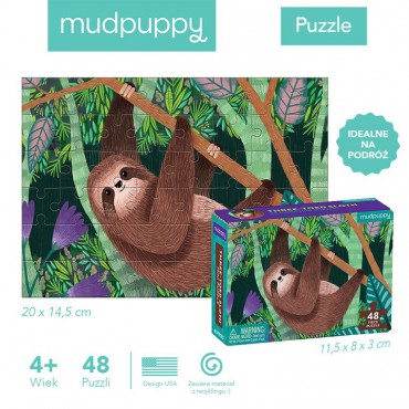 Puzzle mini Leniwiec trójpalczasty 48 elementów 4+ Mudpuppy