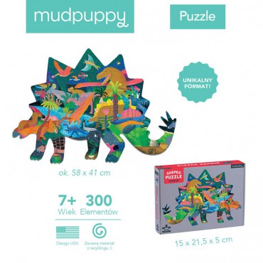Puzzle konturowe Dinozaury 300 elementów 7+ Mudpuppy