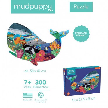 Puzzle konturowe wieloryb Życie oceanu 300 elementów 7+ Mudpuppy