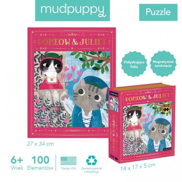 Puzzle - książka „Romeomiau i Julia” Kotopowieści 100 elementów 6+ Mudpuppy - 12