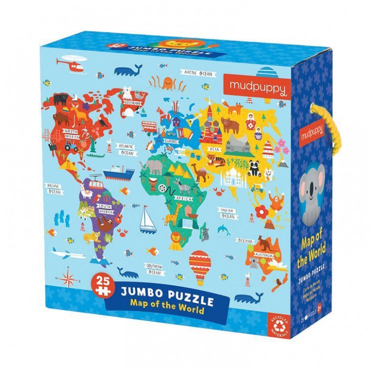 Puzzle podłogowe Jumbo Mapa świata 25 elementów 2+ Mudpuppy - 1