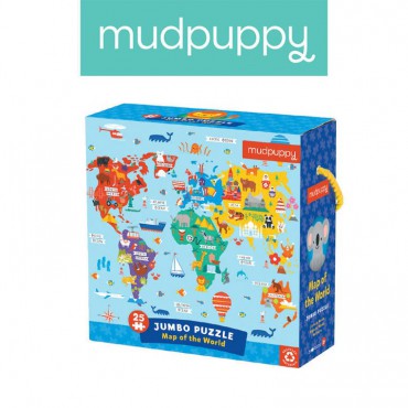 Puzzle podłogowe Jumbo Mapa świata 25 elementów 2+ Mudpuppy - 9
