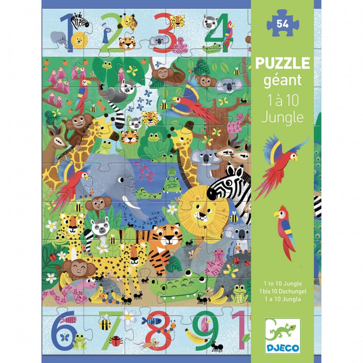 Puzzle kartonowe gigant Dżungla od 1 do 10 Djeco - 1