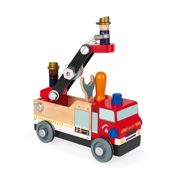 Drewniany wóz strażacki do składania z narzędziami Brico'kids Janod - 1