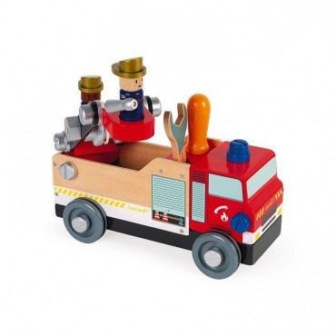 Drewniany wóz strażacki do składania z narzędziami Brico'kids Janod - 6