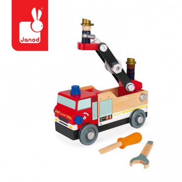 Drewniany wóz strażacki do składania z narzędziami Brico'kids Janod - 8
