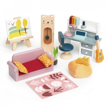 Drewniane meble do domku dla lalek - pokój młodzieżowy Tender Leaf Toys - 1