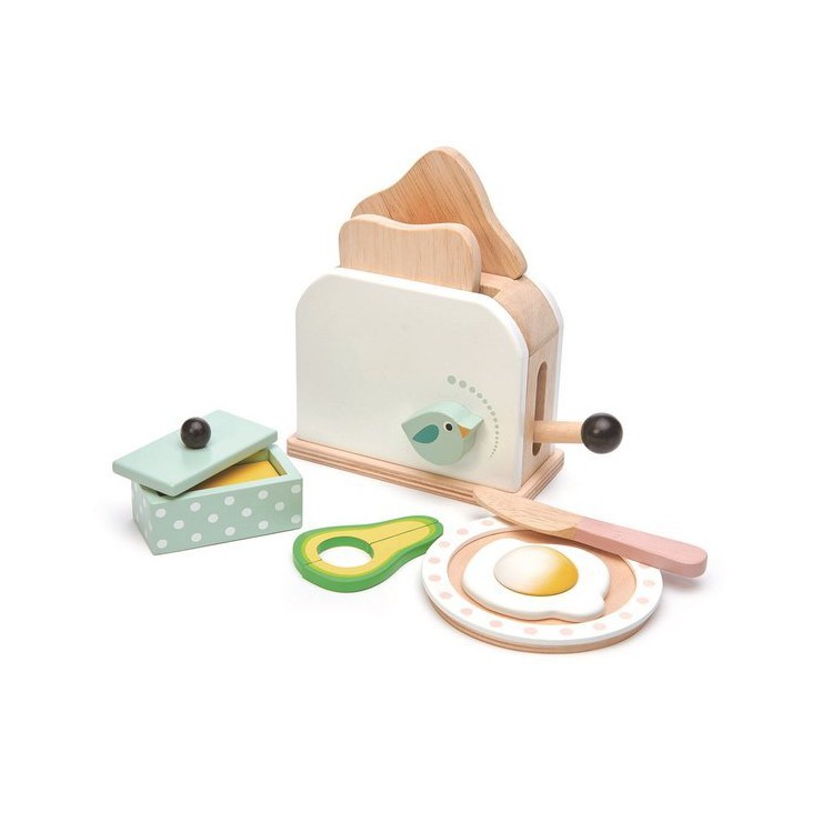 Drewniany toster z zestawem śniadaniowym Mini Chef Tender Leaf Toys - 2