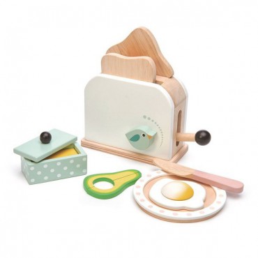 Drewniany toster z zestawem śniadaniowym Mini Chef Tender Leaf Toys - 3