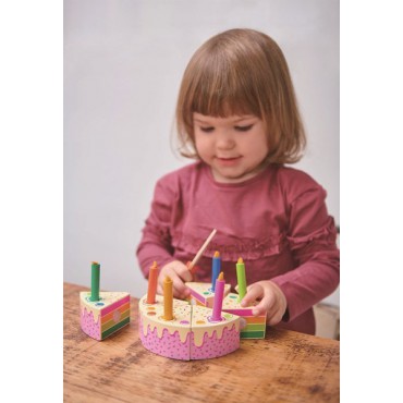 Tęczowy, drewniany tort urodzinowy Tender Leaf Toys - 3