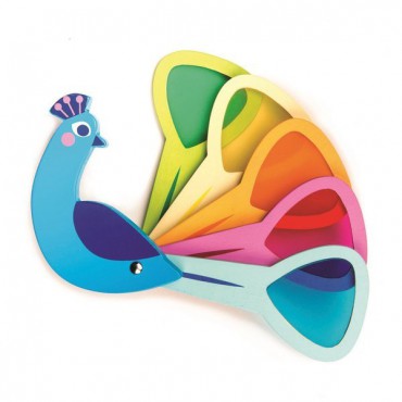 Drewniana zabawka, Poznajemy kolory - paw z kolorowymi szybkami Tender Leaf Toys - 1