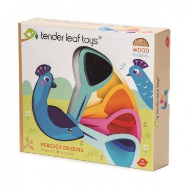 Drewniana zabawka, Poznajemy kolory - paw z kolorowymi szybkami Tender Leaf Toys - 2