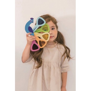 Drewniana zabawka, Poznajemy kolory - paw z kolorowymi szybkami Tender Leaf Toys - 3