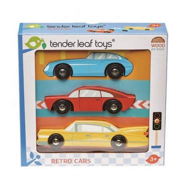 Drewniane samochody retro 3 sztuki Tender Leaf Toys - 2