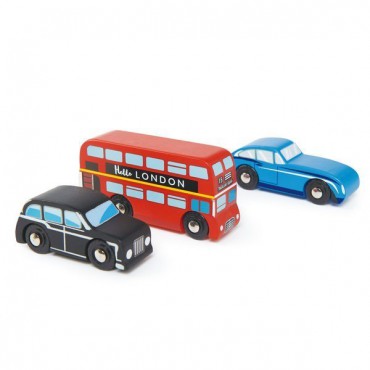 Drewniany zestaw samochodów - Londyn, 3 sztuki Tender Leaf Toys - 1