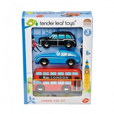 Drewniany zestaw samochodów - Londyn, 3 sztuki Tender Leaf Toys - 2