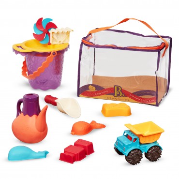 Torba z zestawem akcesoriów do piasku - pomarańczowy Summer Beach Bag B. Toys - 3