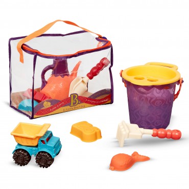 Torba z zestawem akcesoriów do piasku - pomarańczowy Summer Beach Bag B. Toys - 4