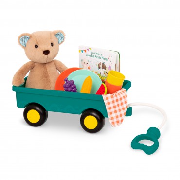 HappyHues Cara-Mellow Bear Playset- wagonik z misiem, książką i zestawem piknikowym B.Toys - 3
