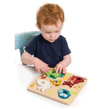 Drewniana układanka sensoryczna - Zwierzęta na łące Tender Leaf Toys