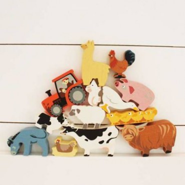 Drewniane figurki do zabawy - zwierzęta na farmie Tender Leaf Toys - 1
